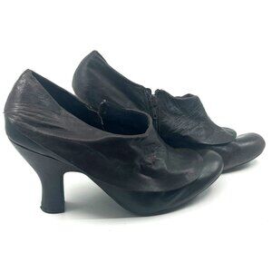 me too Fremont Leather Cuffed Ankle Bootie Spool Heel Shoe, Women's 9M, Brown
